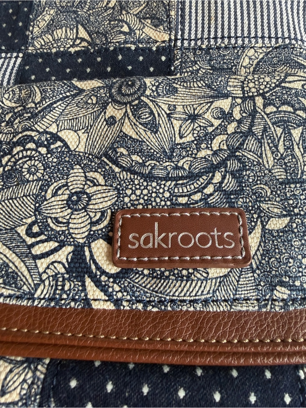 Sakroots Navy and Brown Floral Patchwork Crossbody - Picture 2 of 10
